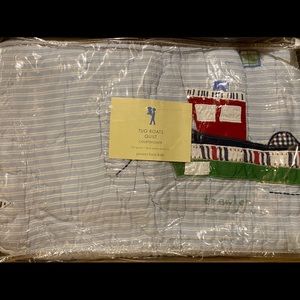 🌸New🌸 Twin Pottery Barn Kids Tugboat Quilt Set rare boys
